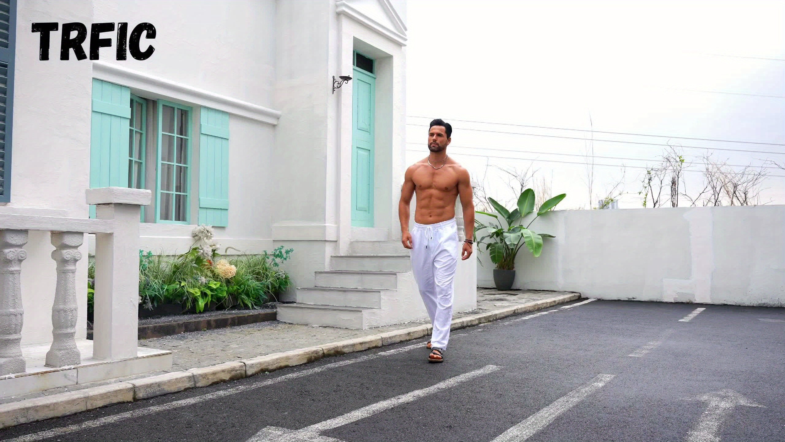 SOLID LINEN TROUSERS FOR MEN