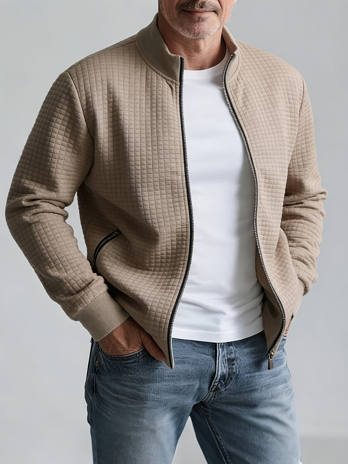 WAFFLE ZIP JACKET FOR MEN