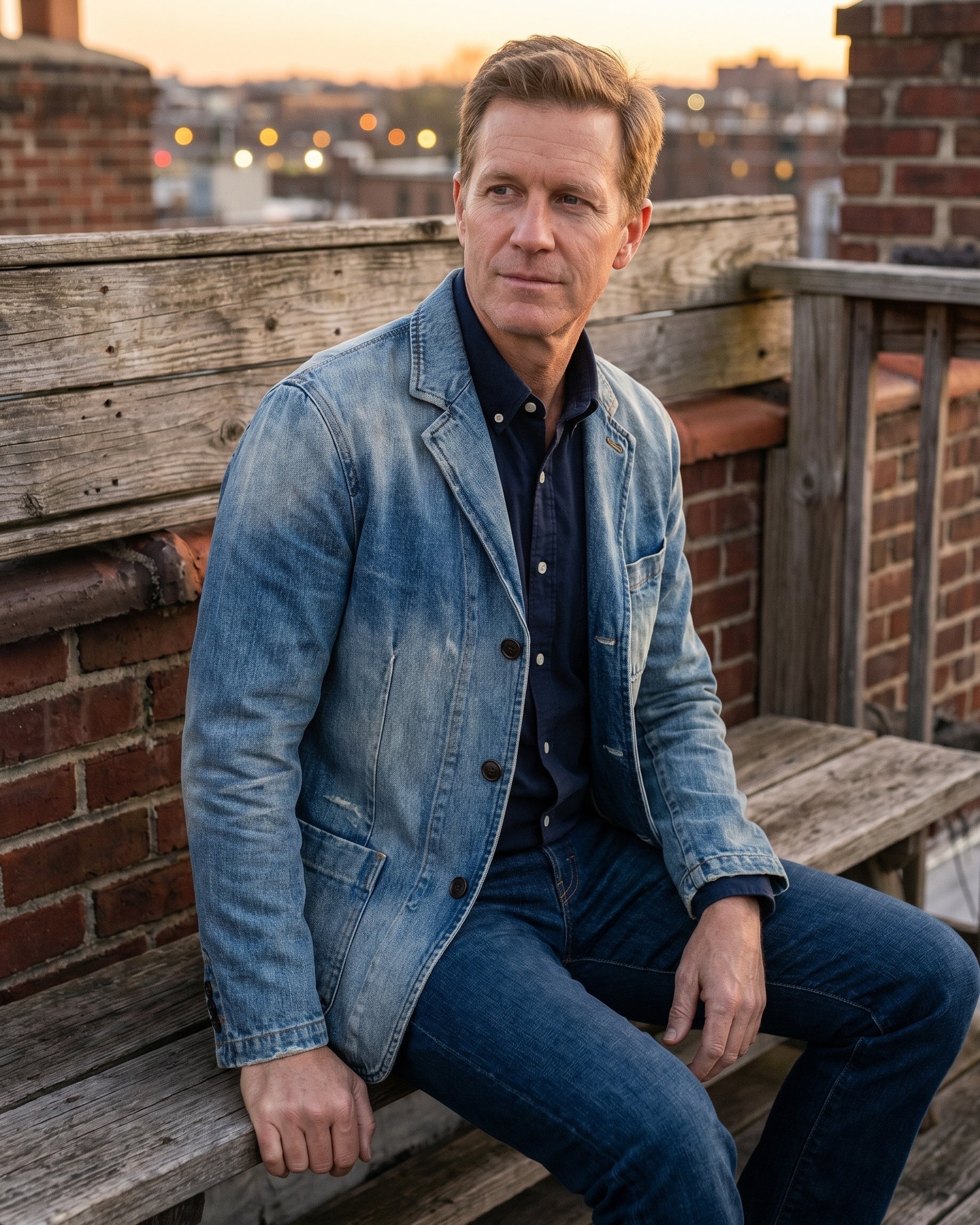 WASHED DENIM BLAZER FOR MEN