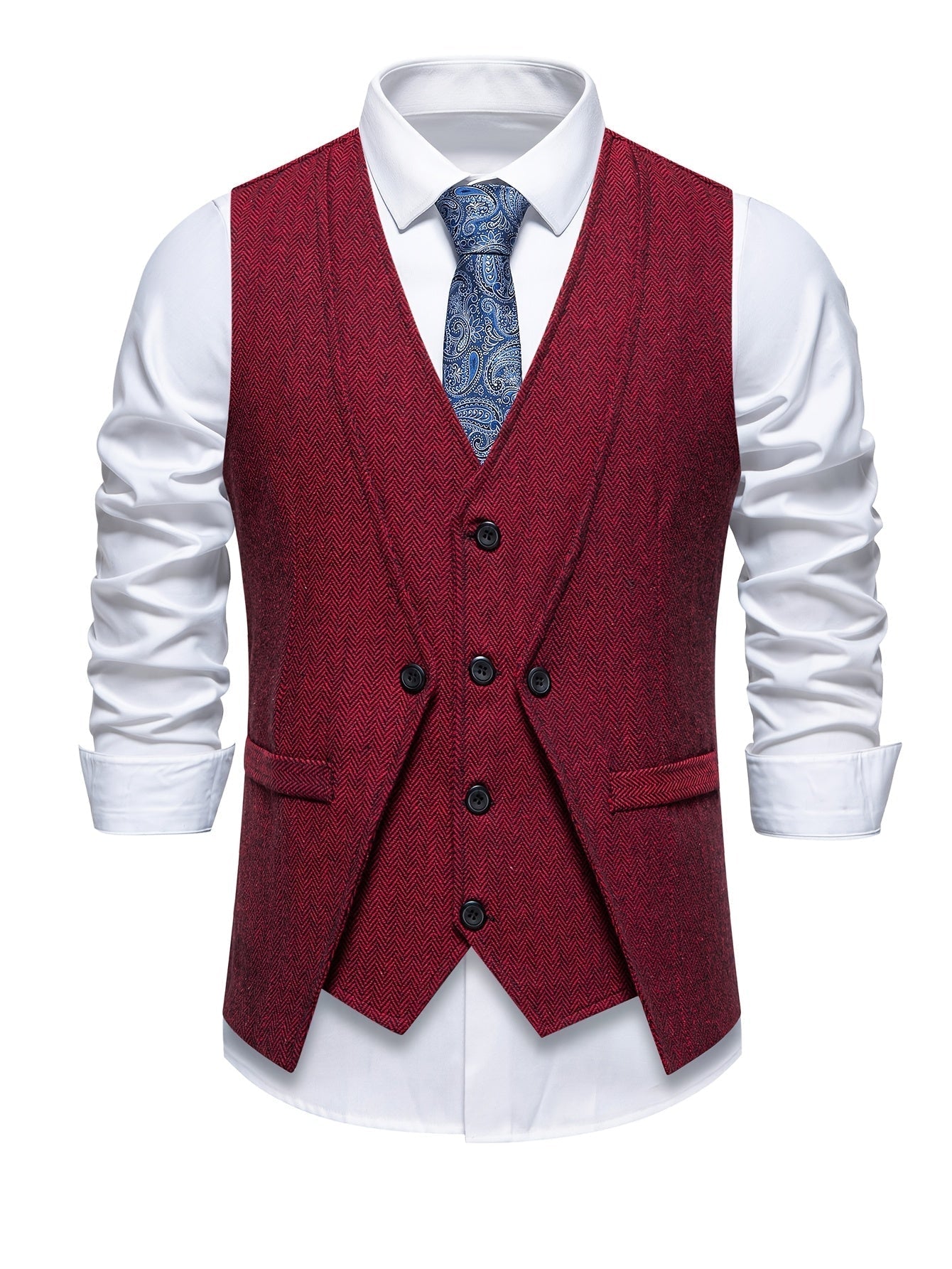 V NECK BUTTON VEST FOR MEN