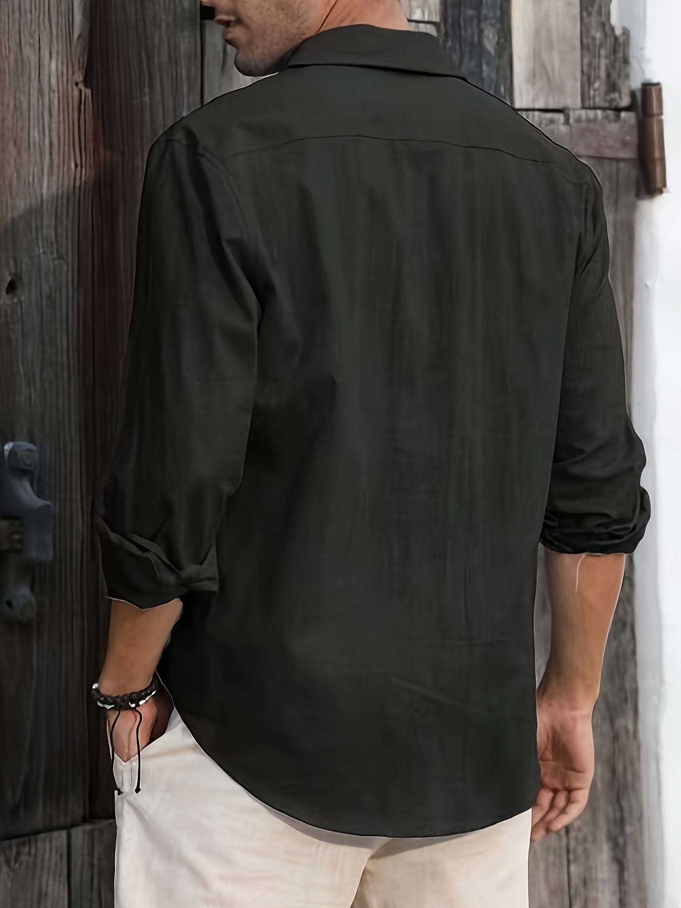 LINEN BLEND BUTTON SHIRT FOR MEN