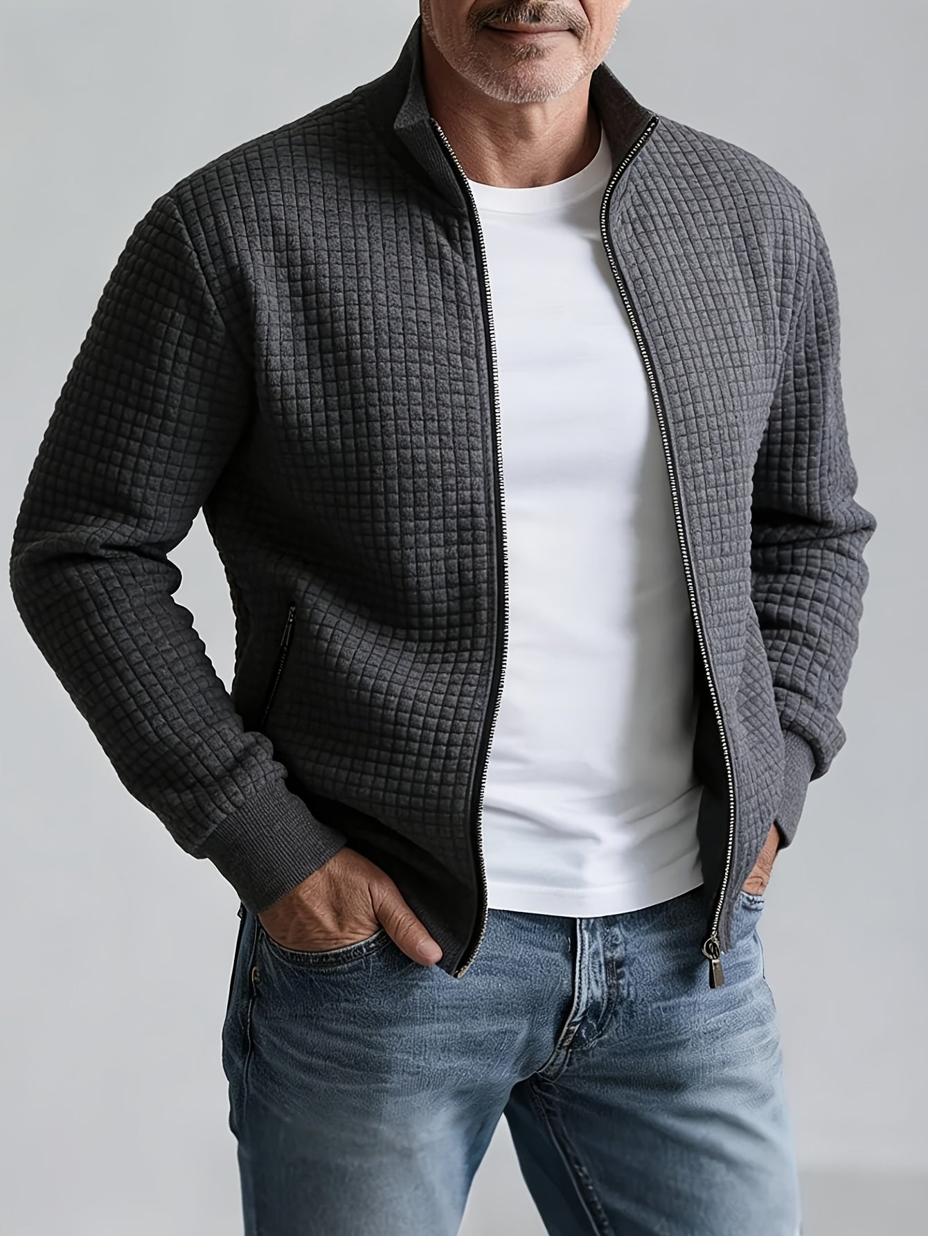 WAFFLE KNIT JACKET FOR MEN