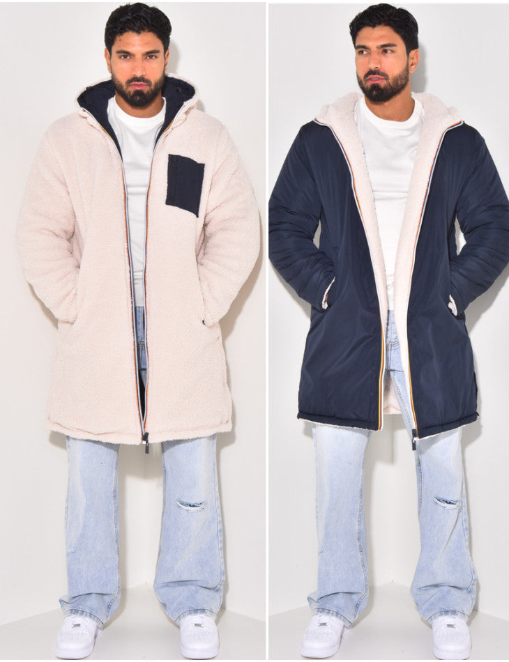 LONG WARM REVERSIBLE COAT FOR MEN