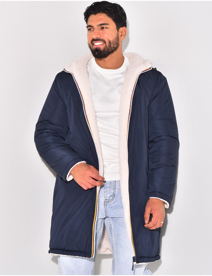 LONG WARM REVERSIBLE COAT FOR MEN
