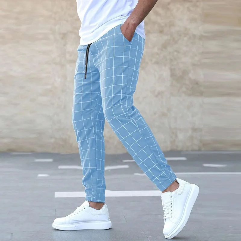 CHECKERED TAPERED JOGGERS FOR MEN
