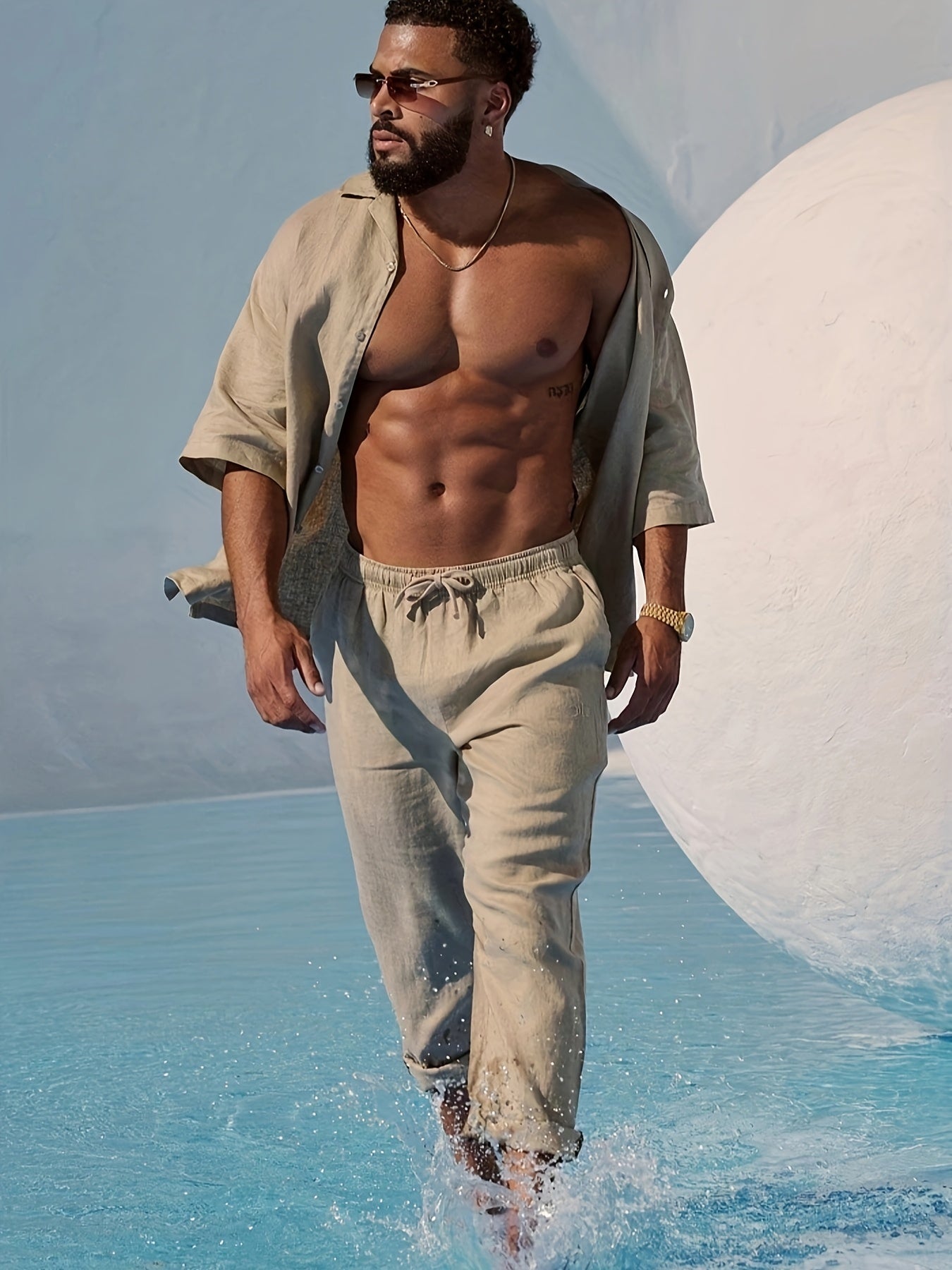 STRAIGHT LINEN TROUSERS FOR MEN