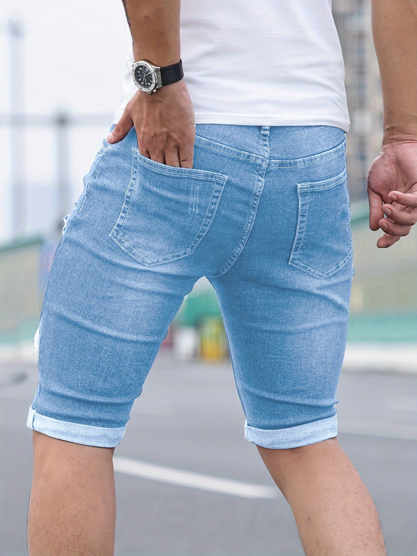 SKINNY DENIM SHORTS FOR MEN