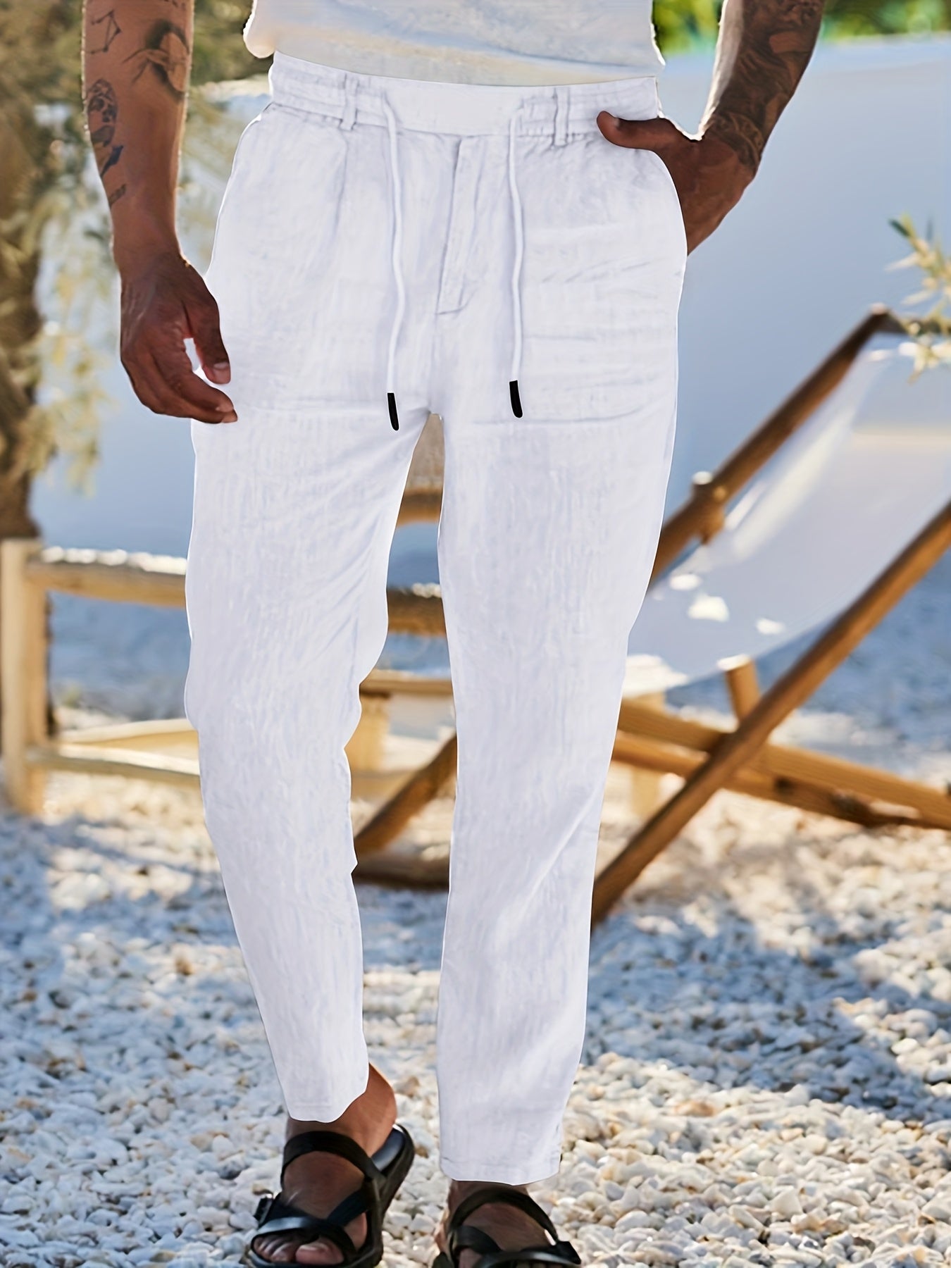 LINEN DRAWSTRING TROUSERS FOR MEN