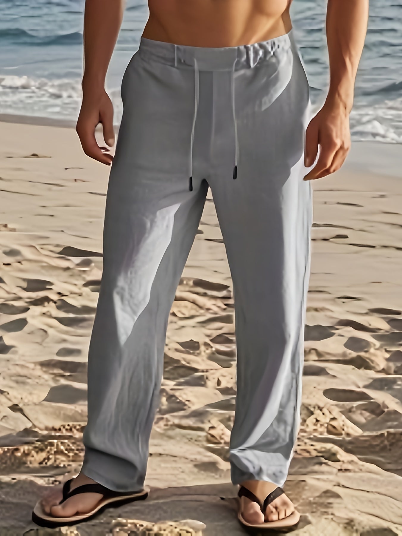 SOLID LINEN TROUSERS FOR MEN