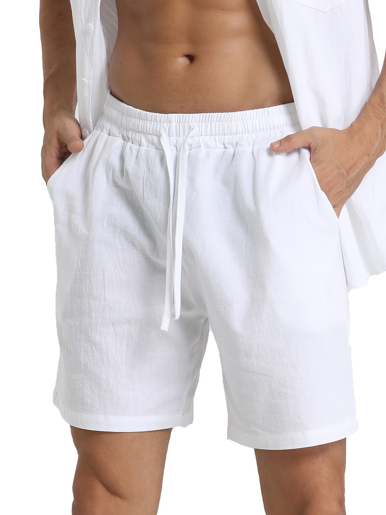 LINEN DRAWSTRING LOOSE SHORTS FOR MEN