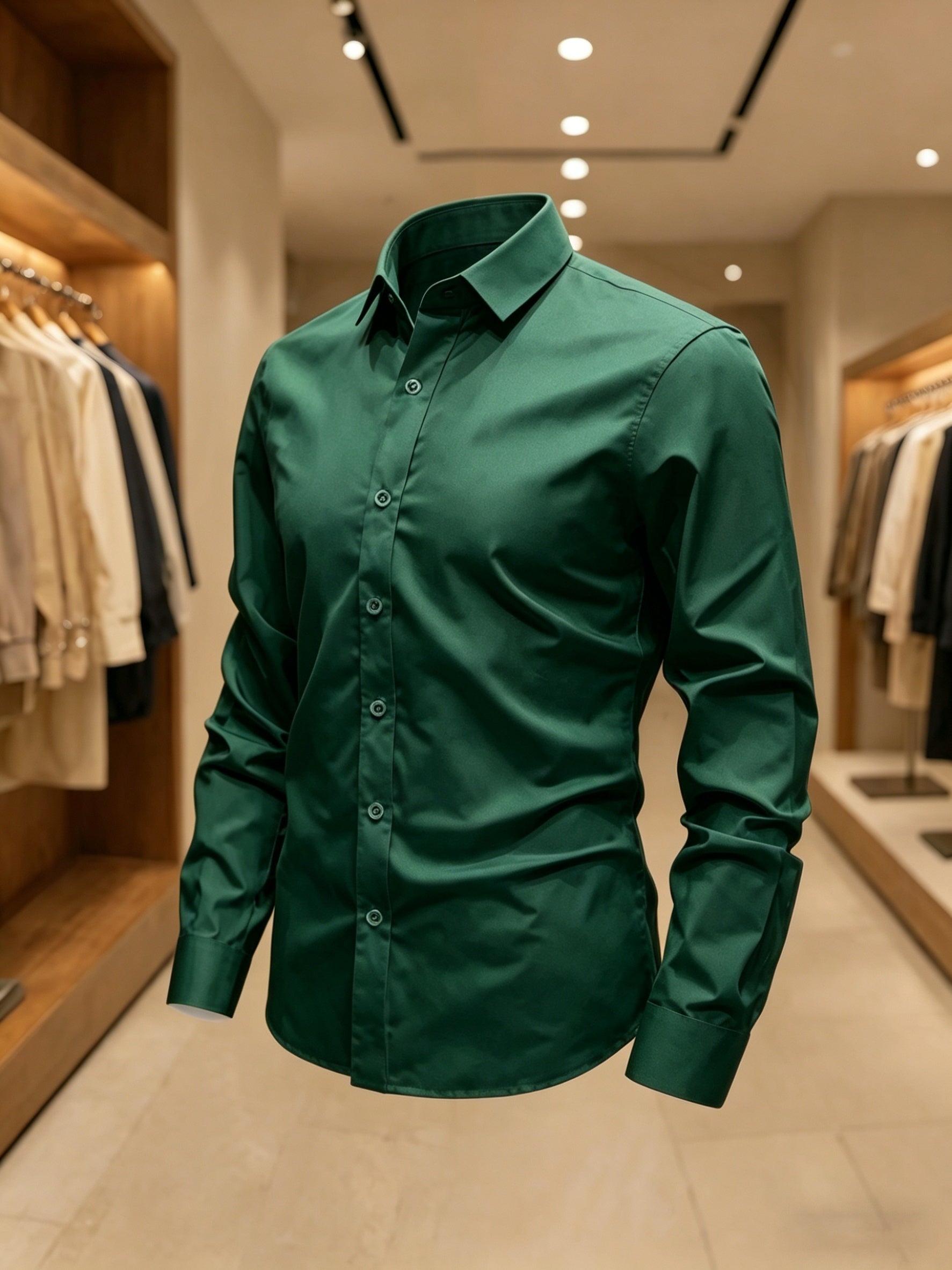 SOLID LAPEL SHIRT FOR MEN