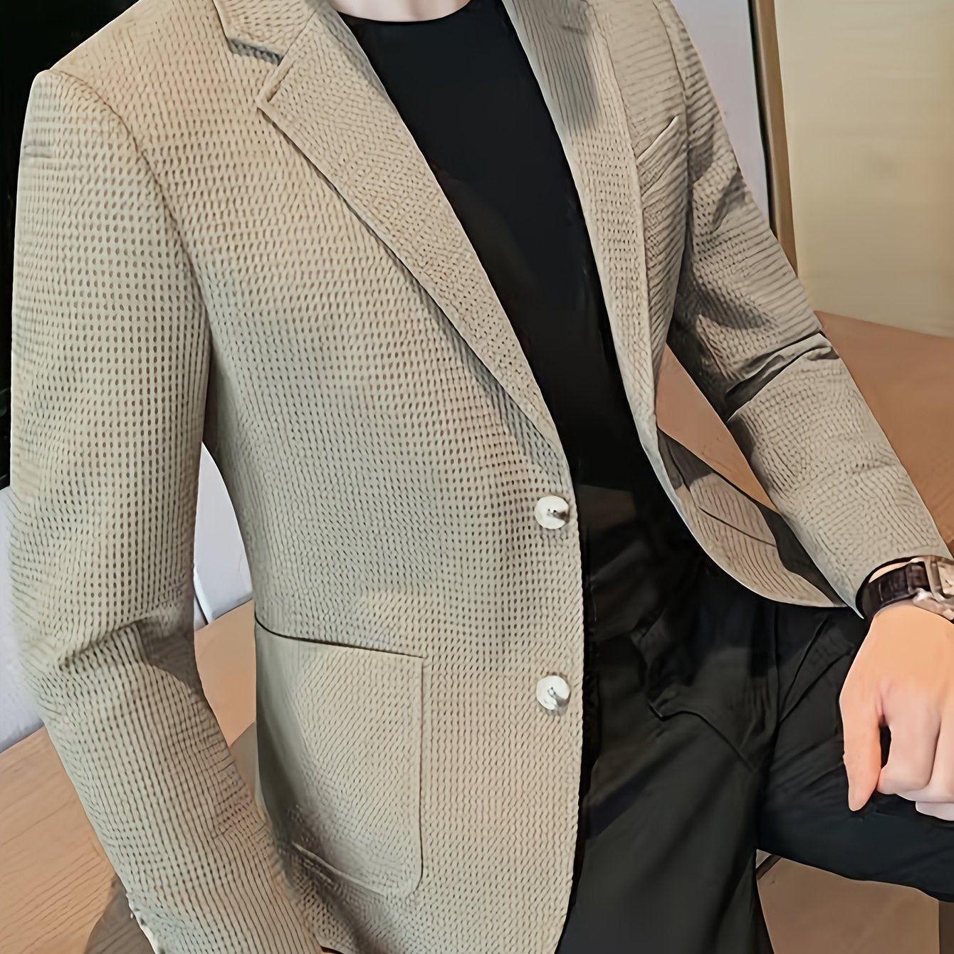 LAPEL KNIT BLAZER FOR MEN