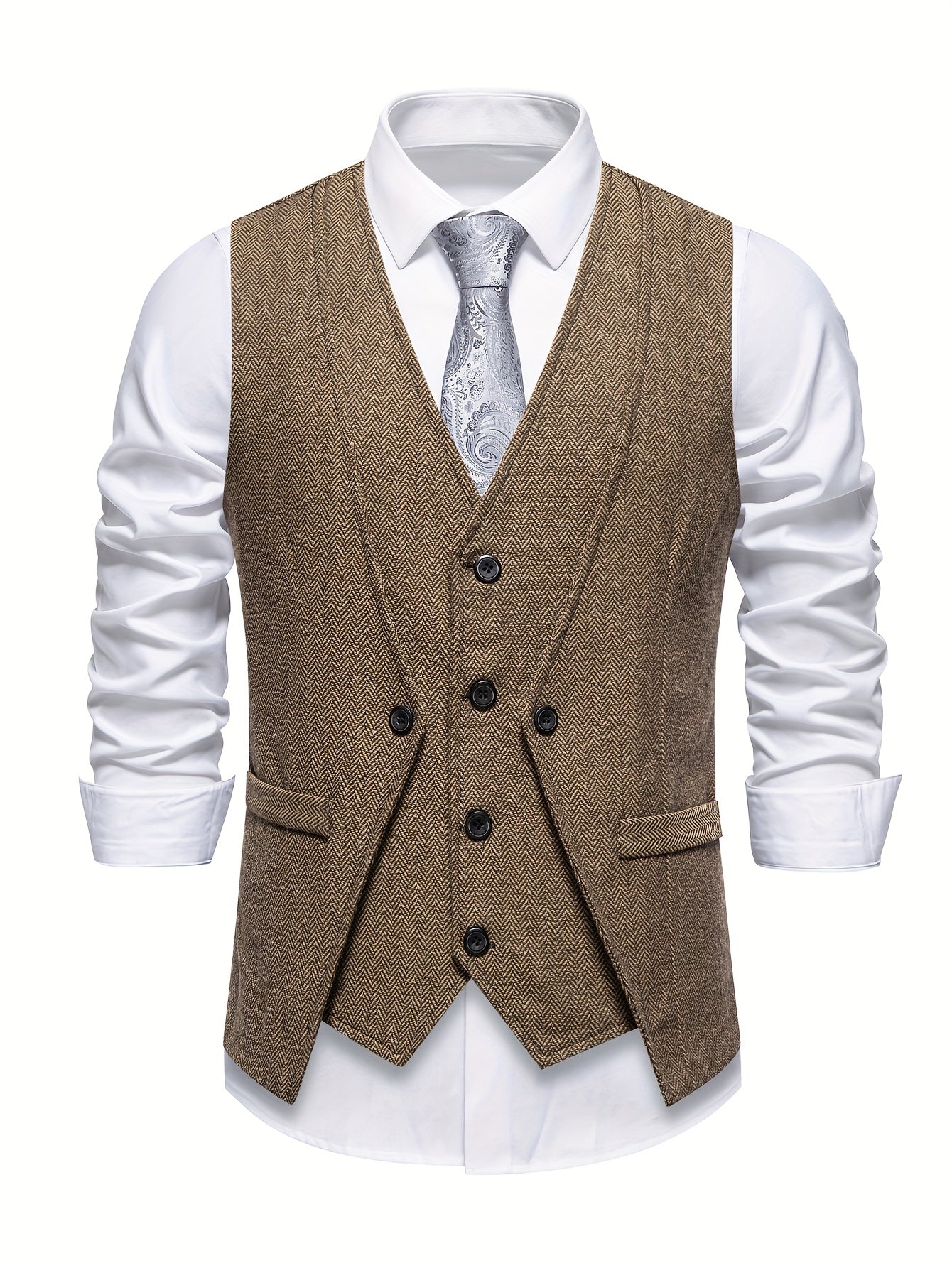 V NECK BUTTON VEST FOR MEN