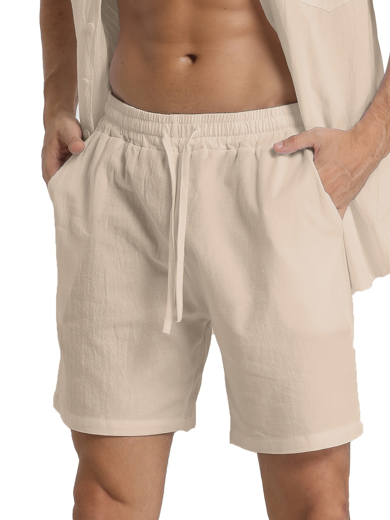 LINEN DRAWSTRING LOOSE SHORTS FOR MEN