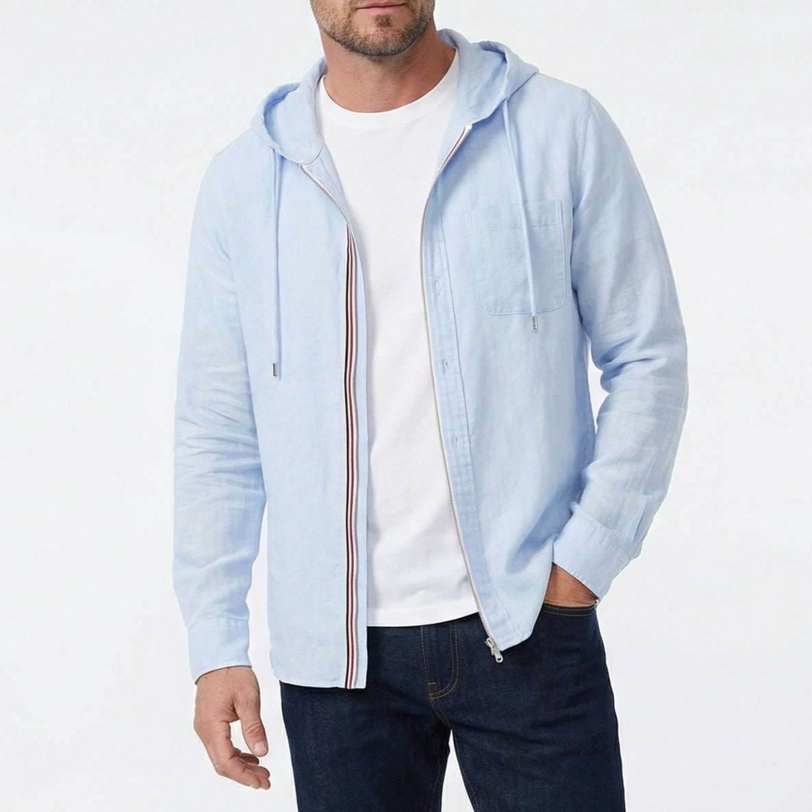 LINEN BLEND HOODIE FOR MEN