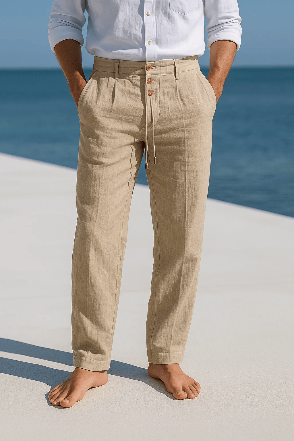 BREATHABLE LINEN TROUSERS FOR MEN
