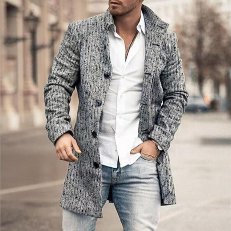 BUTTON TRENCH COAT FOR MEN