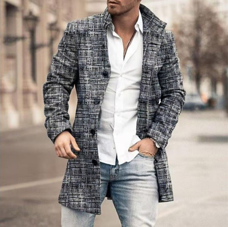 BUTTON TRENCH COAT FOR MEN