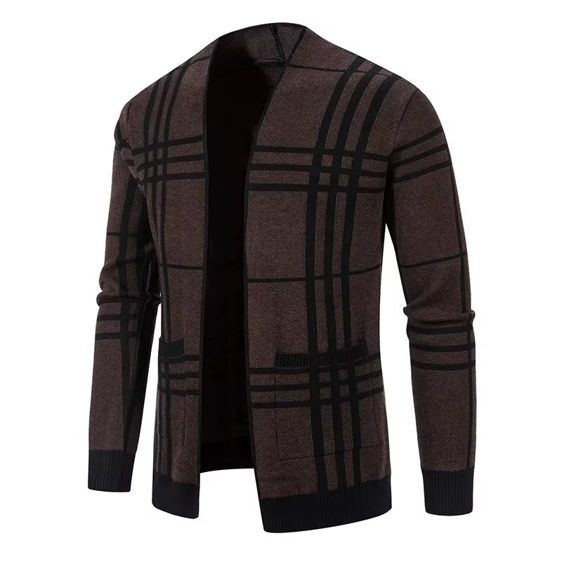 CHECKERED KNIT CARDIGAN FOR MEN