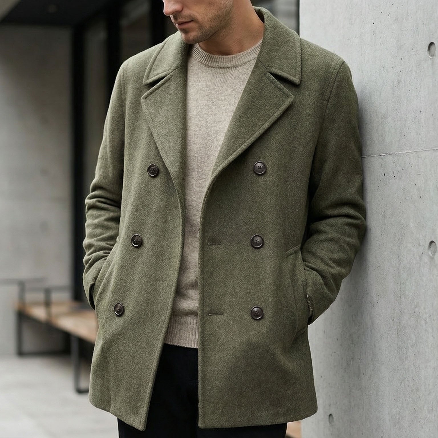 STRUCTURED WOOL COAT FOR MEN