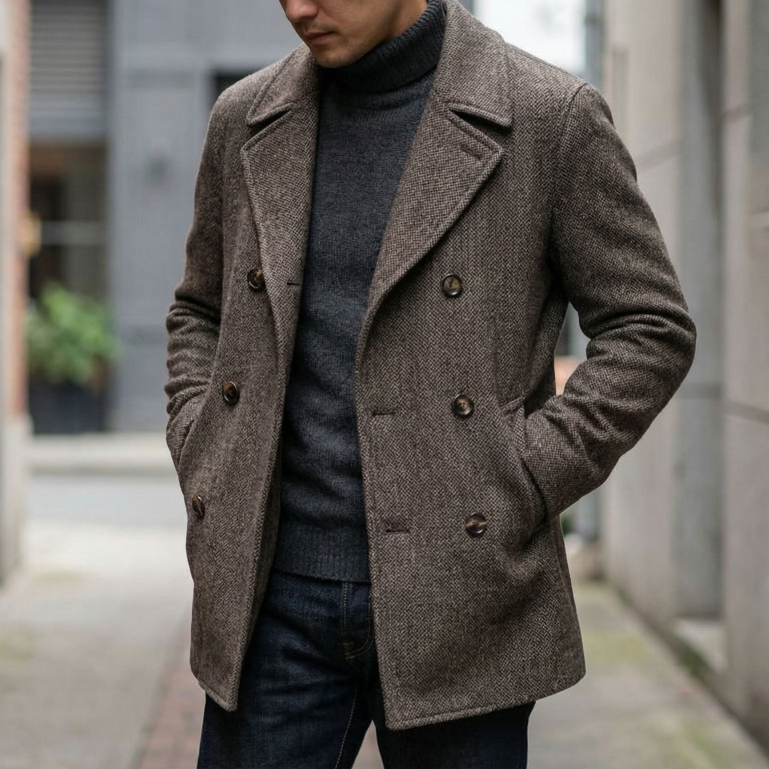 STRUCTURED WOOL COAT FOR MEN