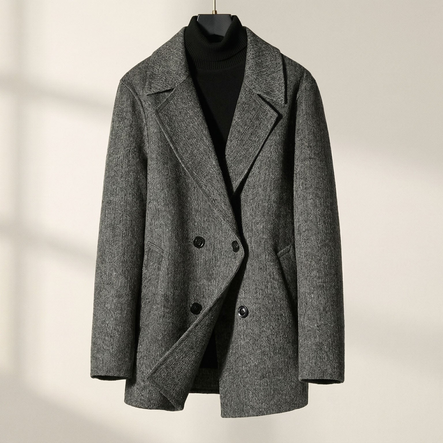 STRUCTURED WOOL COAT FOR MEN