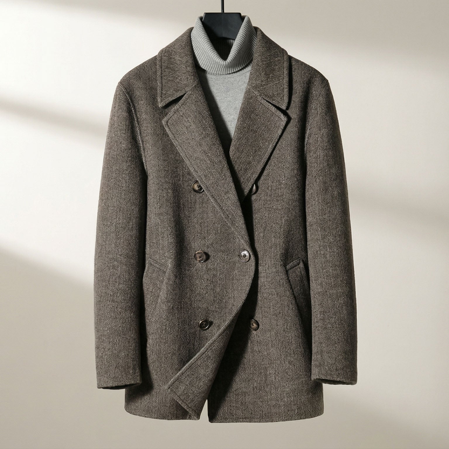STRUCTURED WOOL COAT FOR MEN