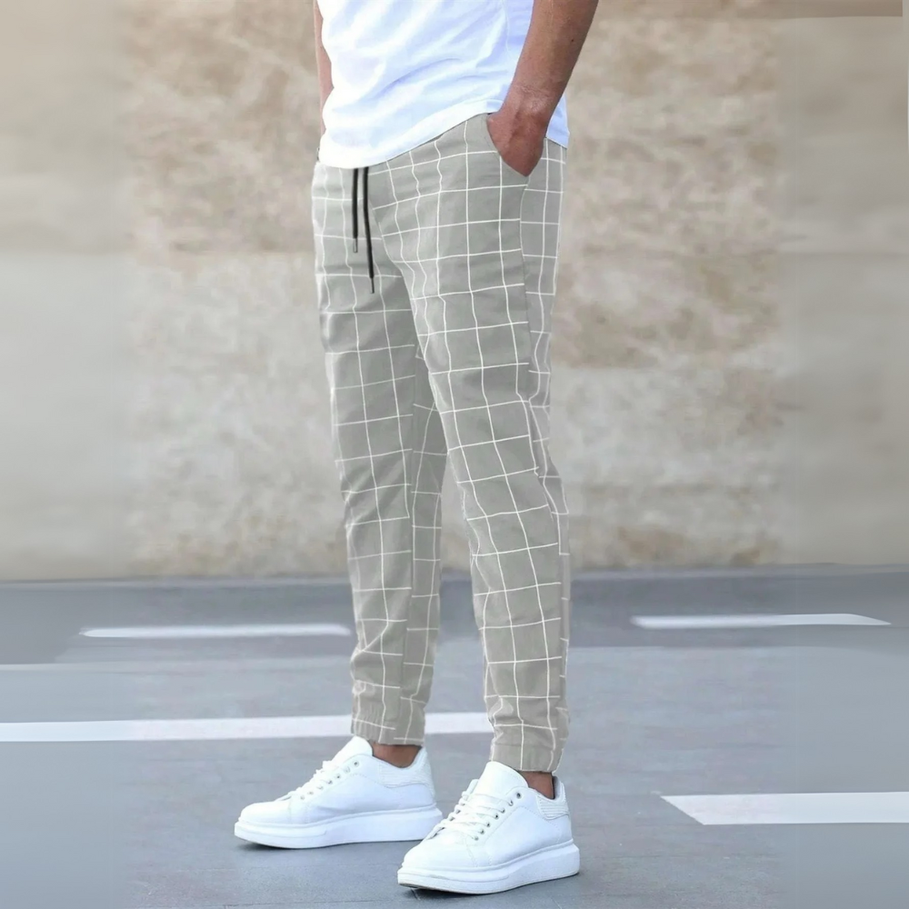 CHECKERED TAPERED JOGGERS FOR MEN
