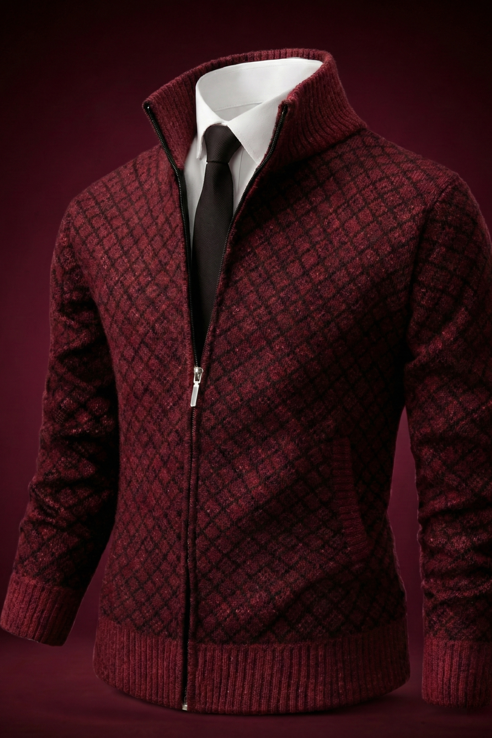 WAFFLE ZIP CARDIGAN FOR MEN